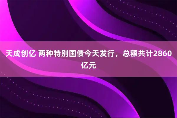 天成创亿 两种特别国债今天发行，总额共计2860亿元